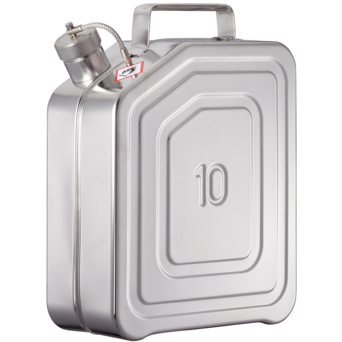 安全ジェリカン ステンレス製、スクリューキャップ付き 10 l 280 mm